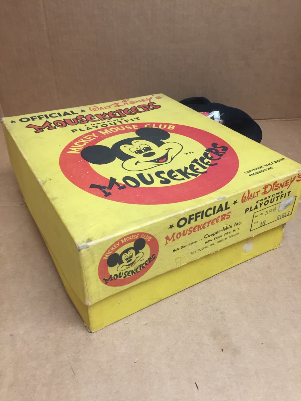 VINTAGE 1950's WALT DISNEY'S MICKEY MOUSE MOUSEKETEERS COSTUME PLAYOUTFIT W/BOX 3