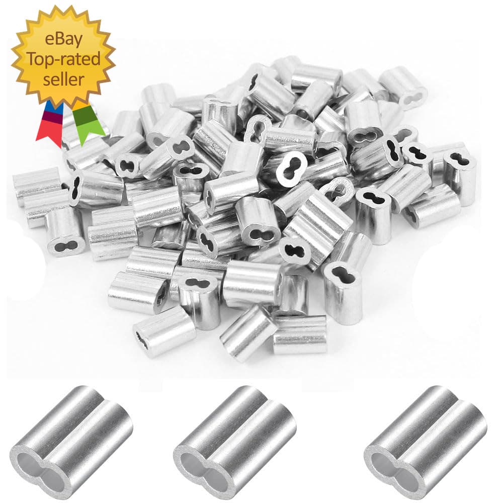 200 Pcs Aluminum Crimping Loop Sleeve 1/16",Cable Crimp Ferrules for Wire Rope a