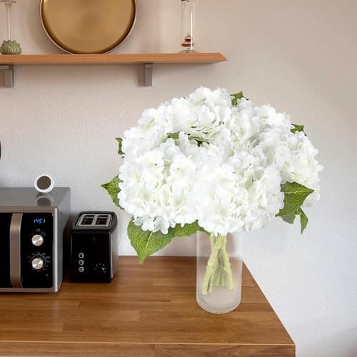 Hydrangea Artificial Flowers, Hydrangeas, ‘21-inch’ Large Artificial White 6