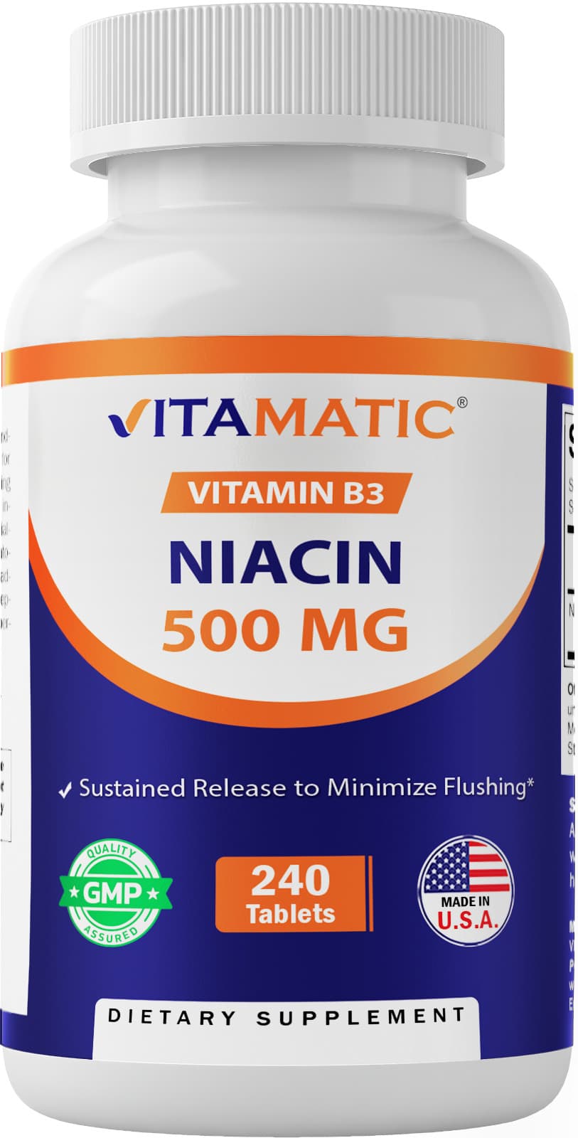 Vitamatic Niacin (Vitamin B3) 500mg, Sustained Release - 240 Tablets