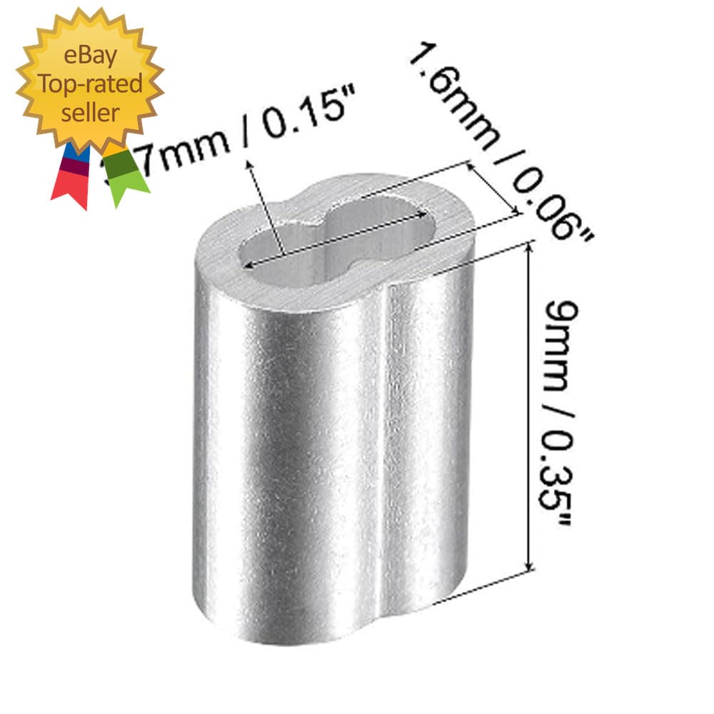 200 Pcs Aluminum Crimping Loop Sleeve 1/16",Cable Crimp Ferrules for Wire Rope a 2