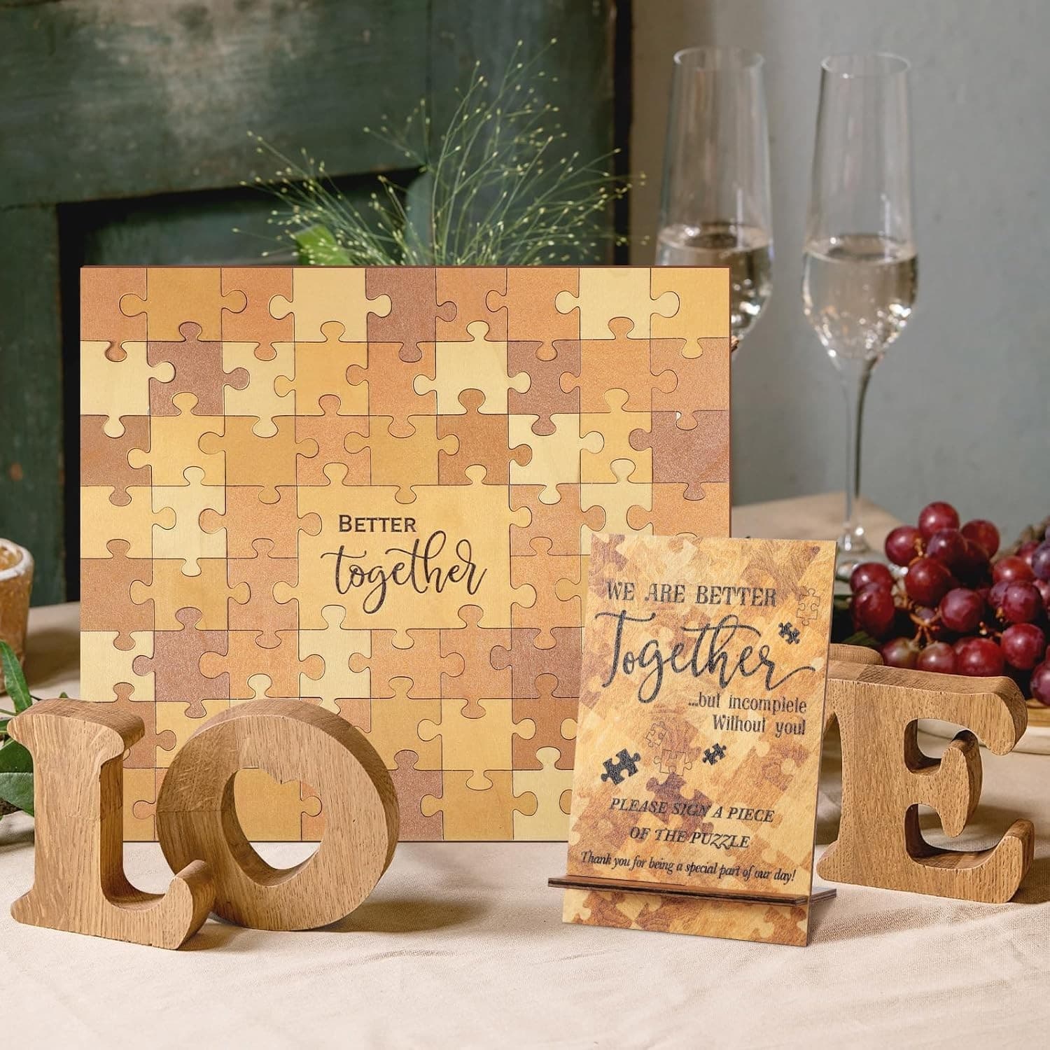 Wedding Guest Book Alternative Wooden Jigsaw Puzzle Guest Book Wedding Party Fav 2