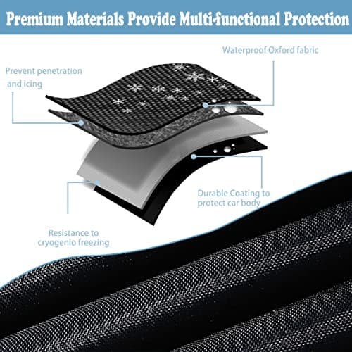 Car Windshield Snow Cover for Ice and Snow- Durable 600D Oxford Fabric with  6