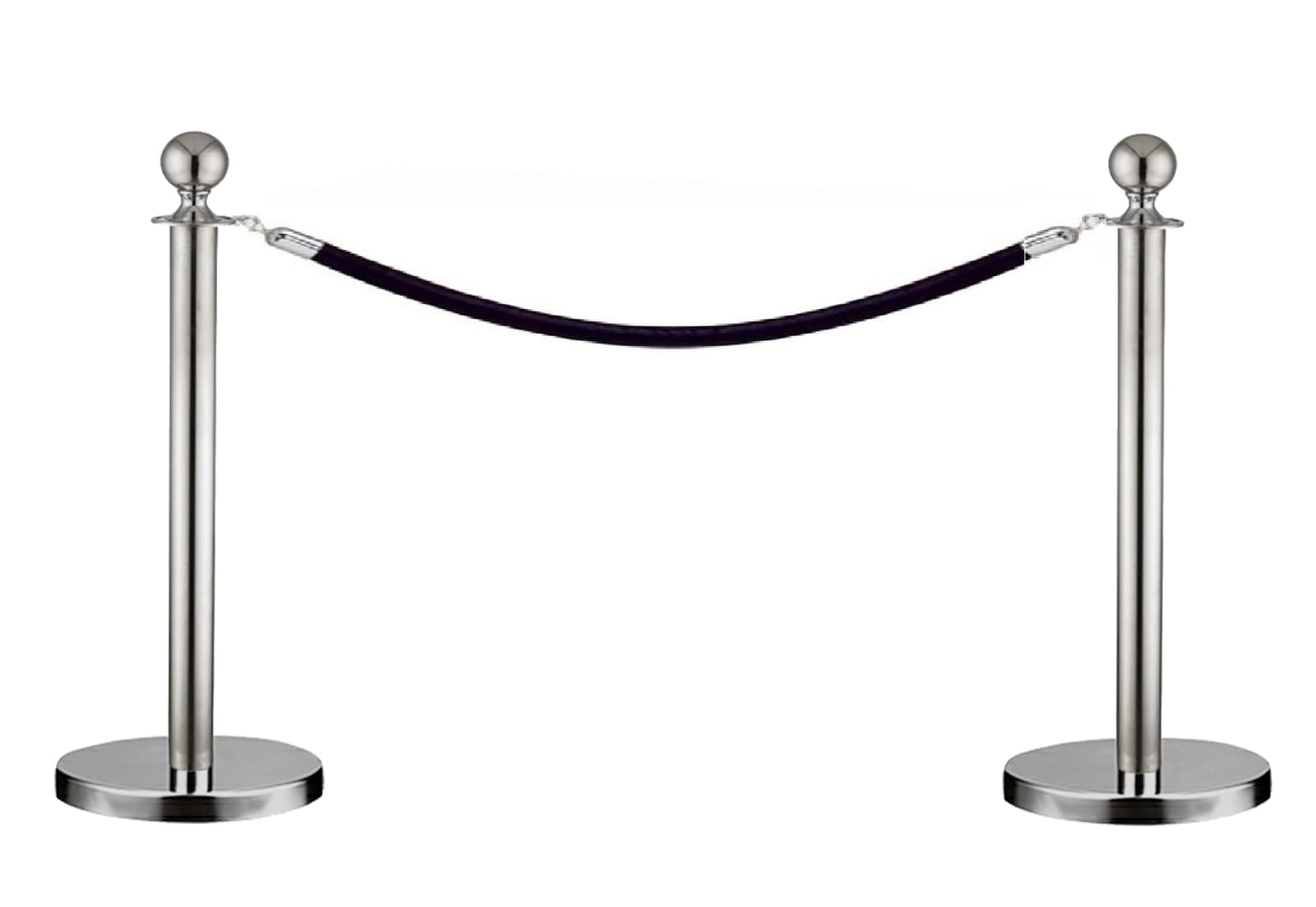 Crowd Control Stanchion Queue Barrier Post Chrome Crown Ball Top 2 Poles