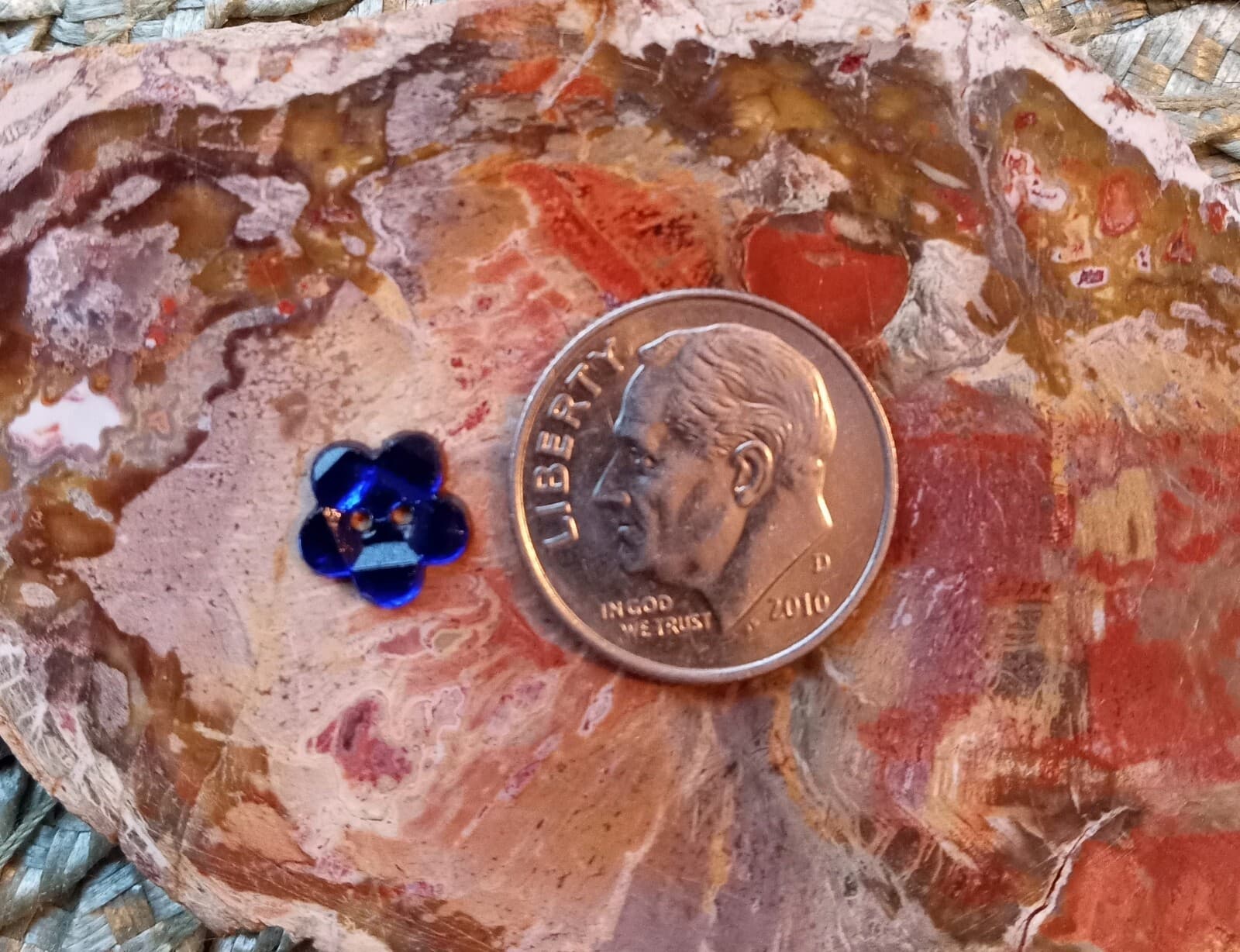 16 GORGEOUS Vintage 1930s Czech Vauxhall Cobalt Blue Mirror Glass Flower Buttons 3