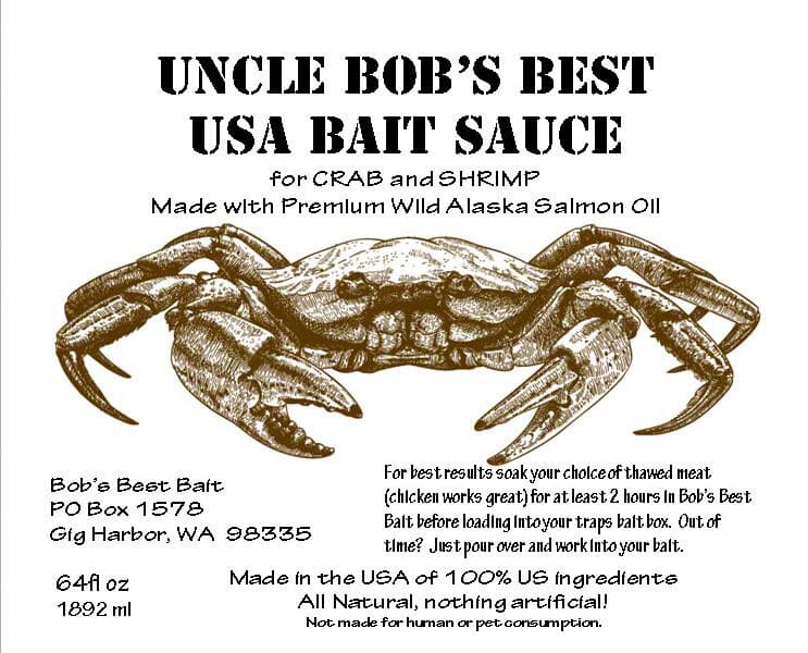 Uncle Bob's USA Bait Sauce, Crab, Shrimp, 100% Natural, Attractant Bait Oil 64oz 2