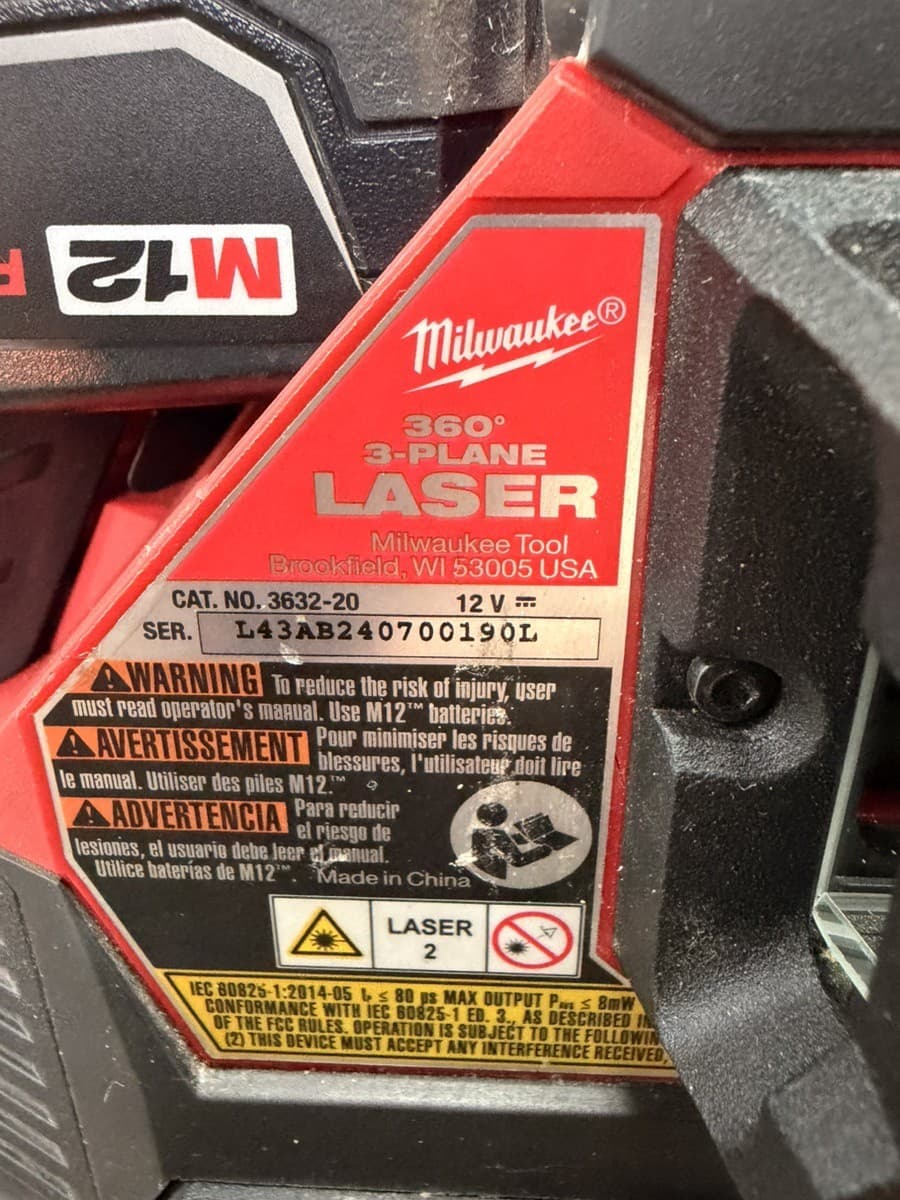 Milwaukee 3632-20 M12 12V 360° 3-Plane Laser Level W/3.0 Ah Battery (CP3015709) 4