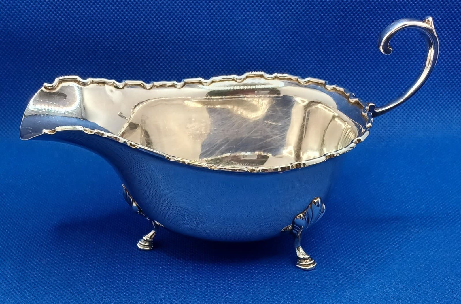 Pair English Sterling Silver Sauce Gravy Boats Birmingham 1939 Davis Duff BOXED 3