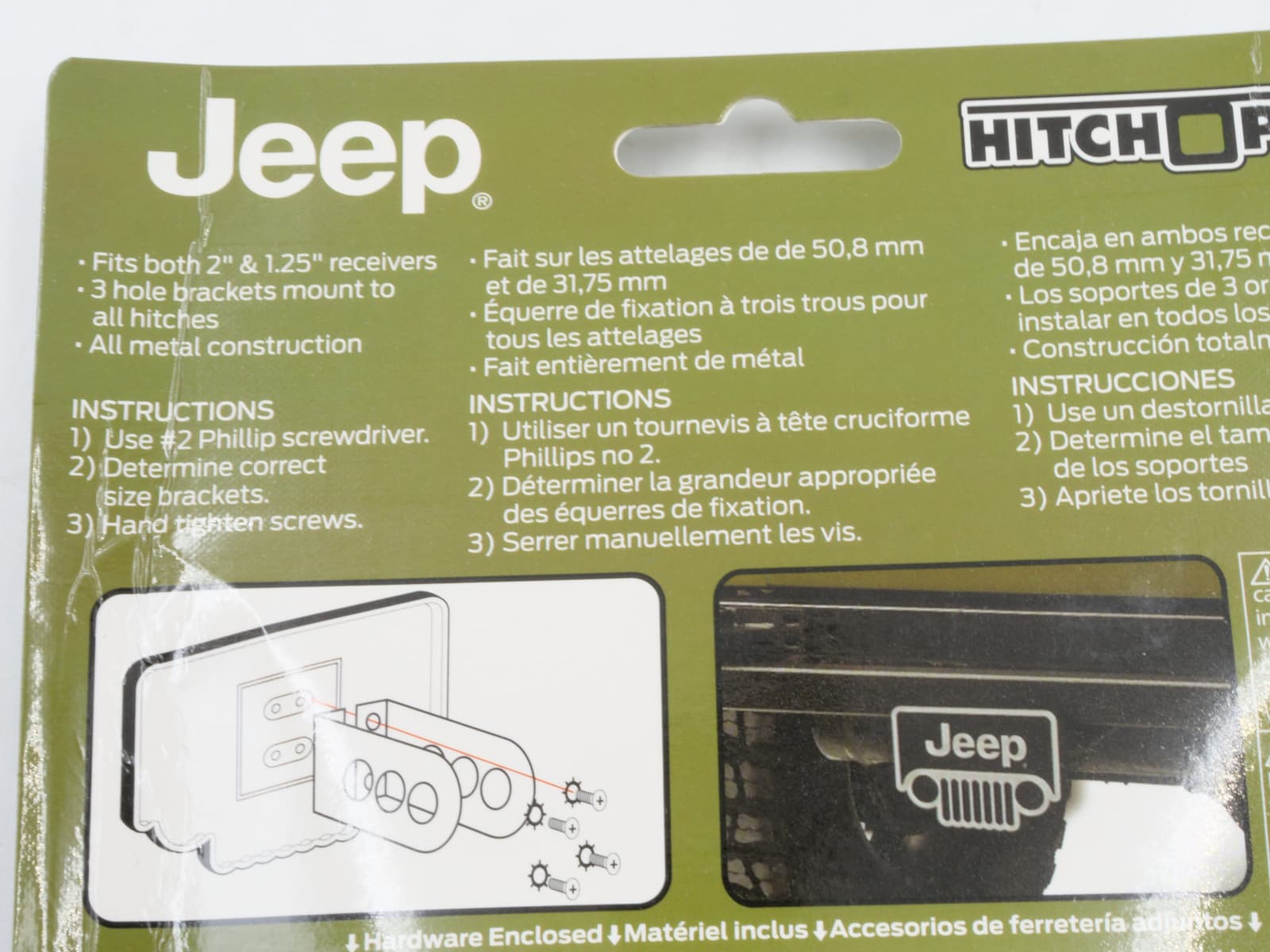 JEEP GRILL Wrangler Cherokee Compass Trailer Hitch Plug Cover Universal Receiver 4