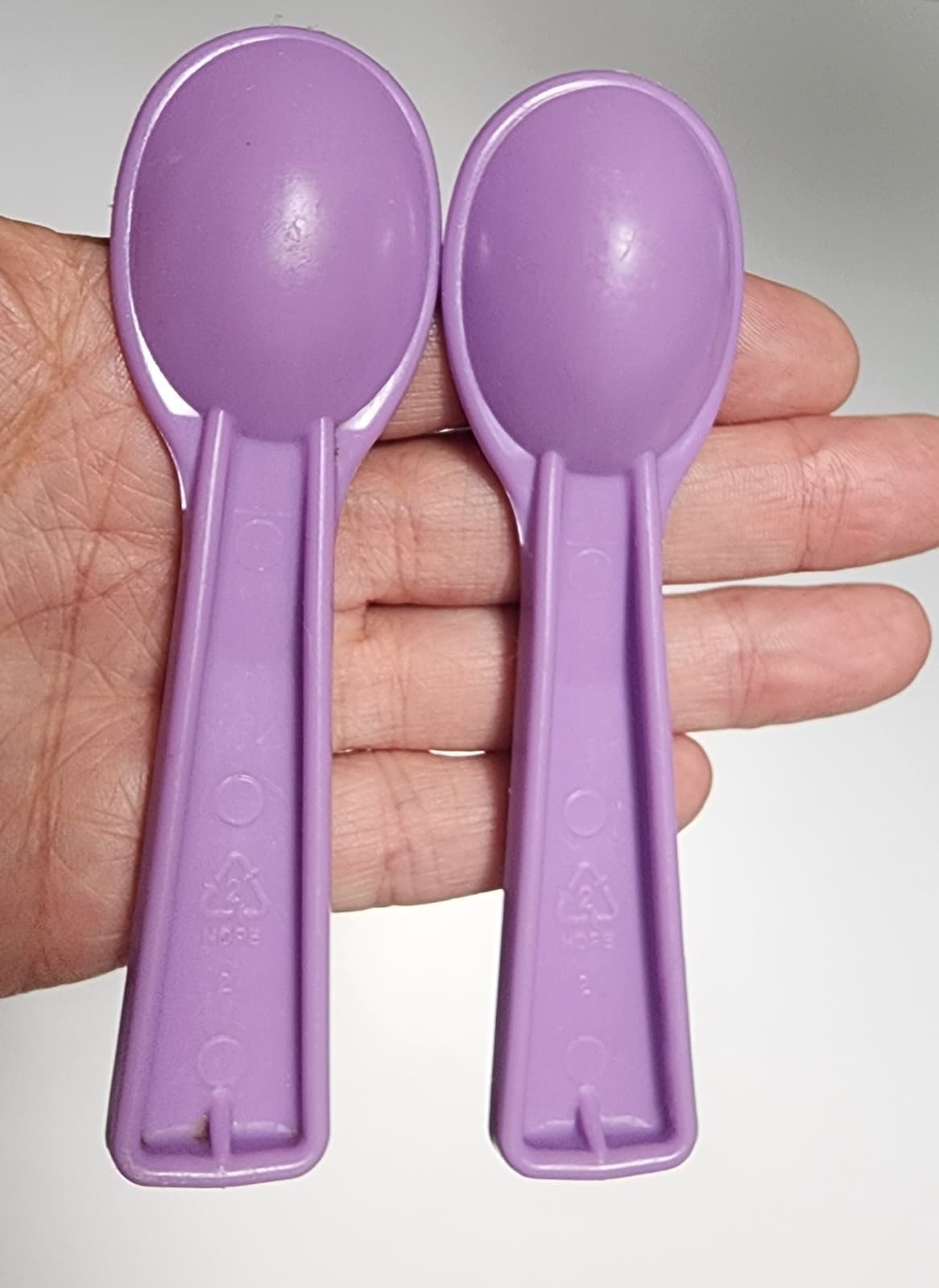 Vtg '80s ~ Fisher Price ~ 2 Replacement Utensil Spoons Hard to Find PURPLE TULIP 2