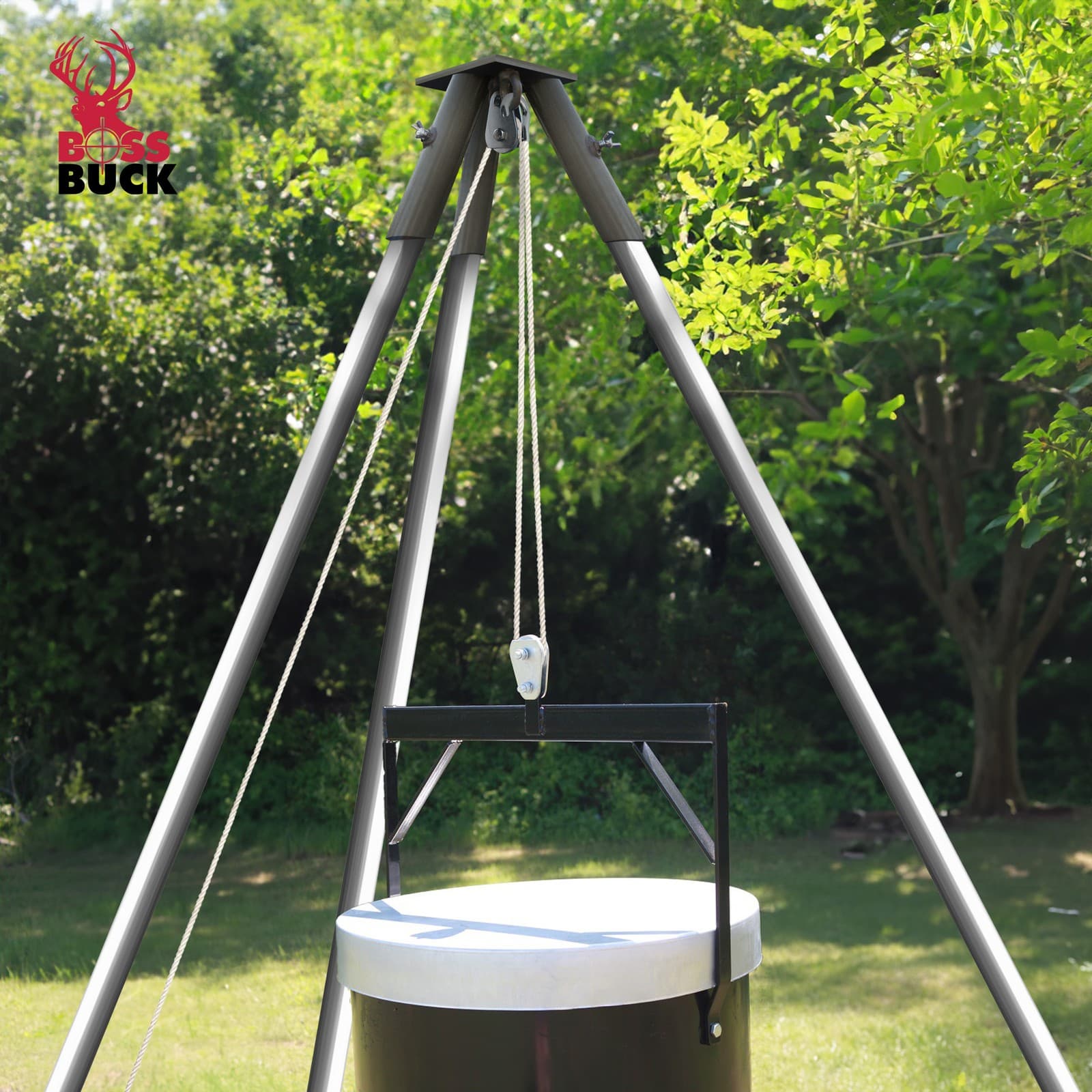 Boss Buck Tripod Header with Pulley, Deer Feeder Attachment, Feeder Not Included 4
