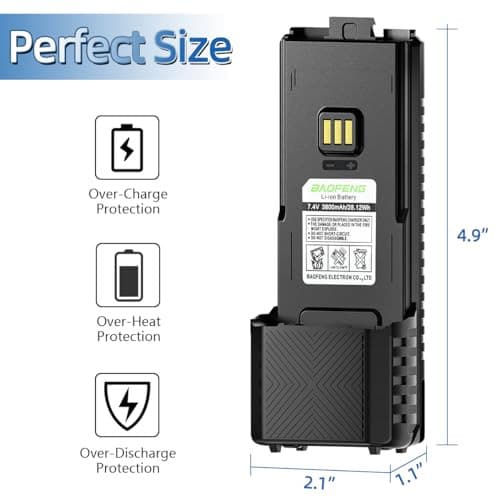 2x Baofeng 3800mAh Battery & Cable for 5RM GM-5RH UV-5G Plus UV-5RH Series 3