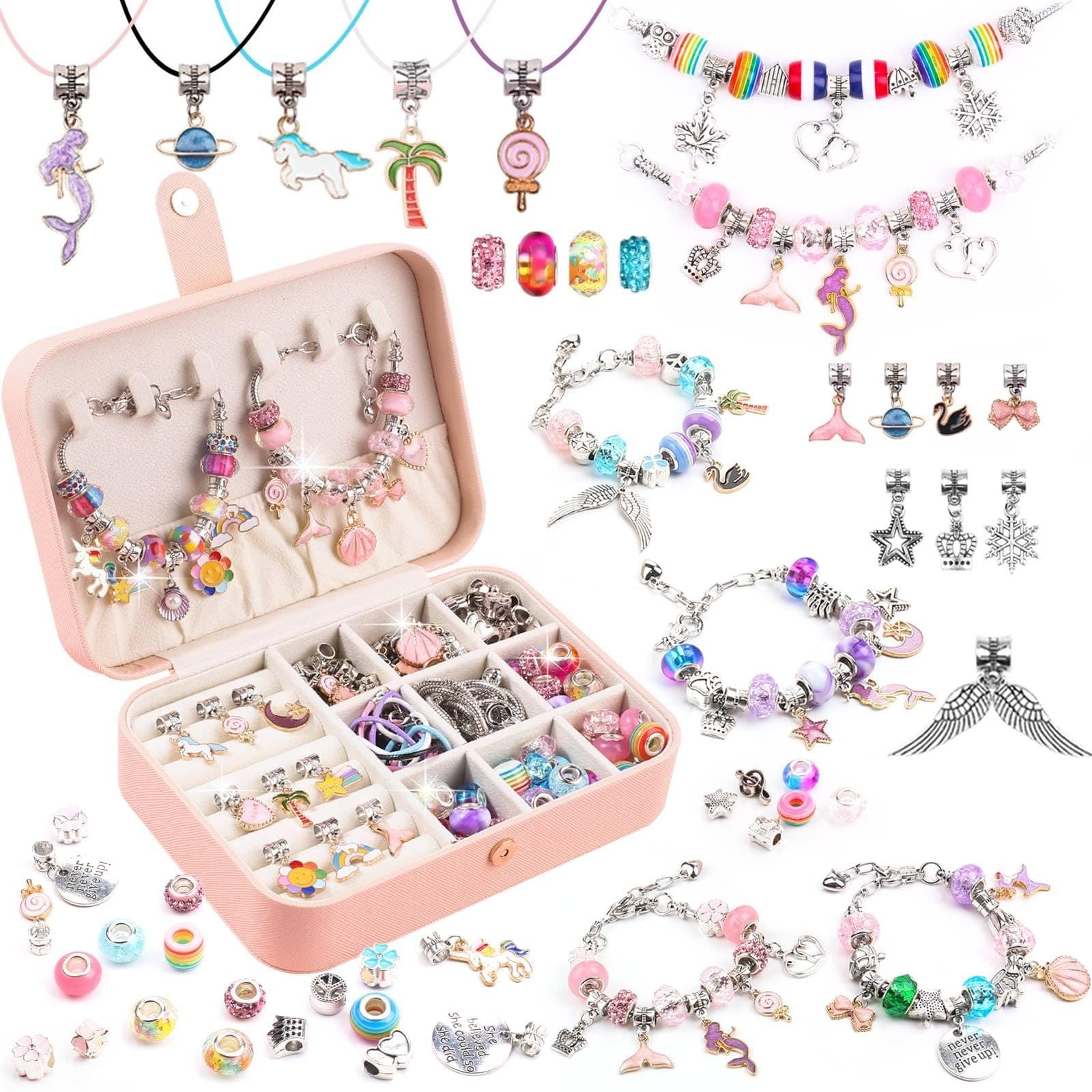 UFU Charm Bracelet Making Kit -120Pcs DIY Jewelry Making Kit, Mermaid Gifts ...