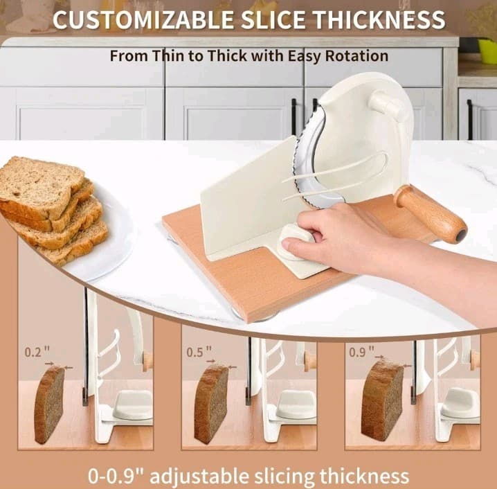 Manual Hand Crank Bread Slicer Stainless Steel Blade Slicing Guide Cover 3