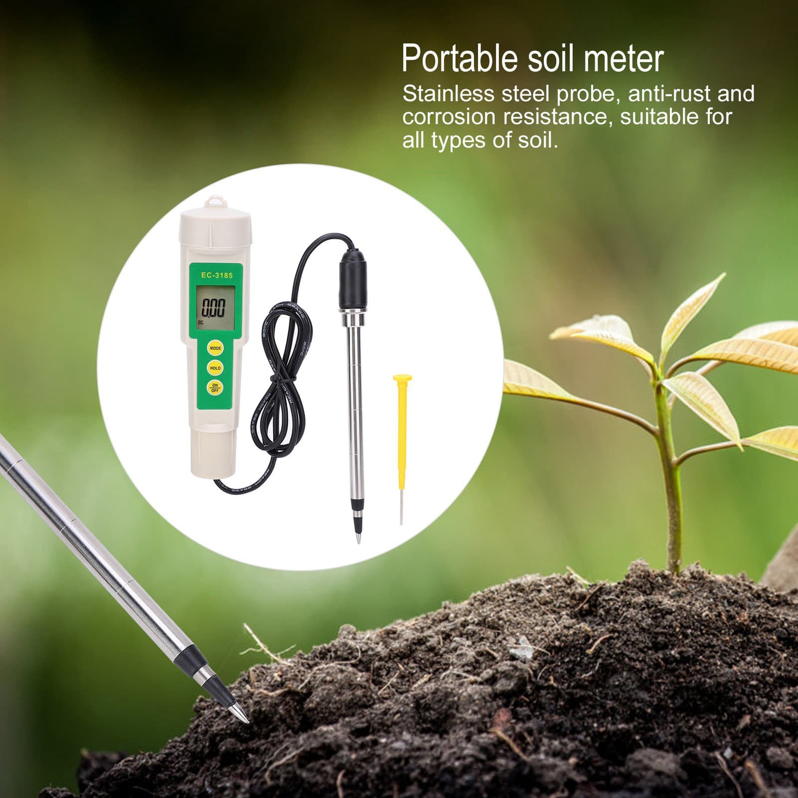 EC3185 Portable EC CF Soil Tester Meter For Garden Horticultural Agriculture US 3