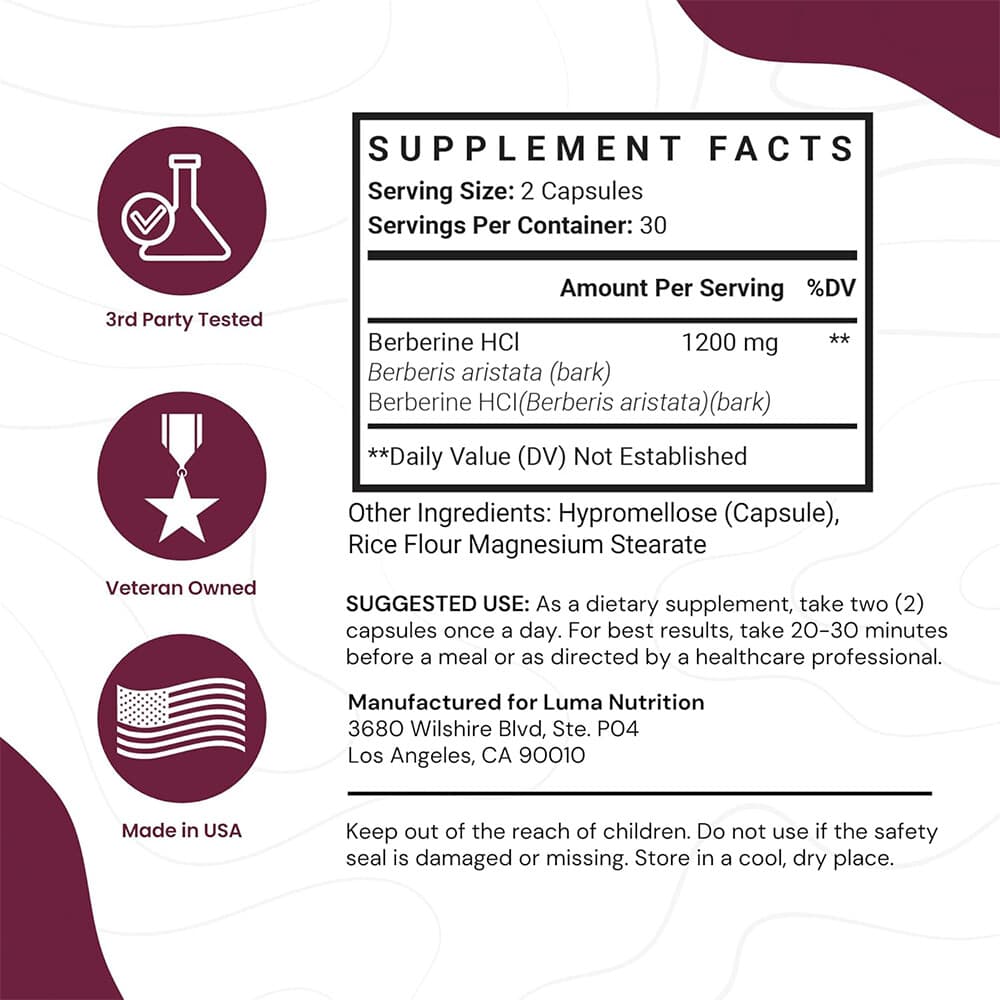 Berberine Supplement 1200 mg per Serving Berberine HCI NEW 2