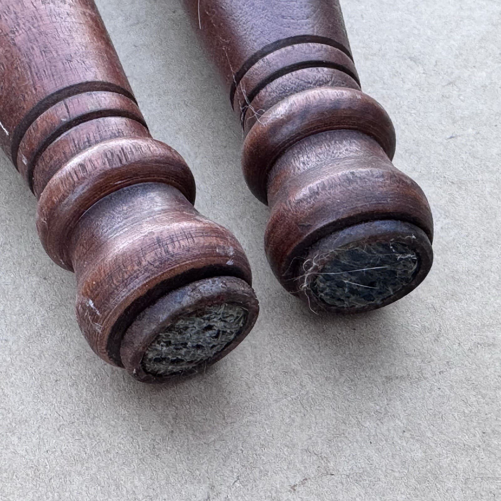 4 Vtg 9” Mid Century Wooden Turned Tapered Furniture Legs Stool w Brackets 3