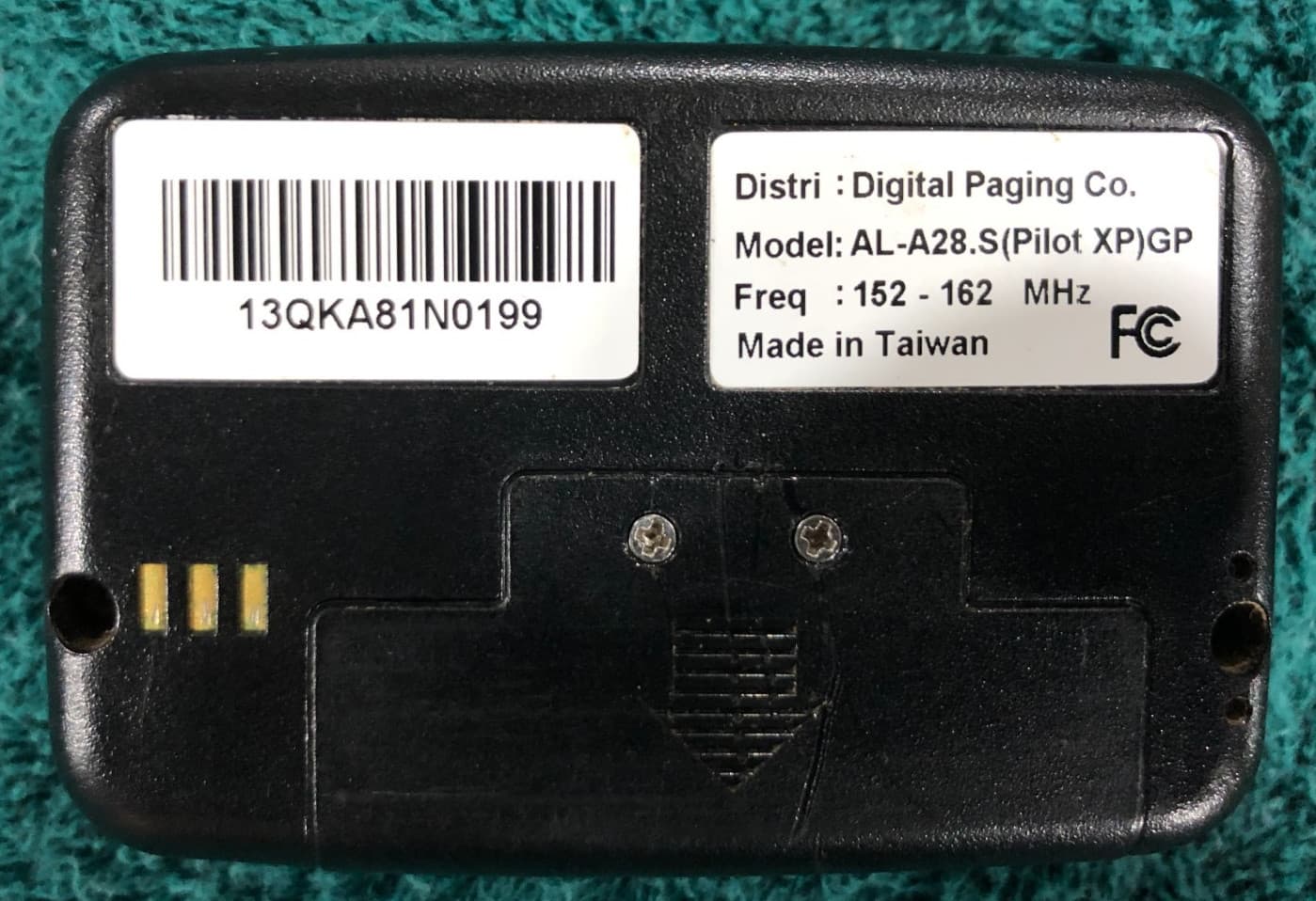 Apollo AL-A28.S(Pilot XP) GP, VHF Alphanumeric display pager, USED 2