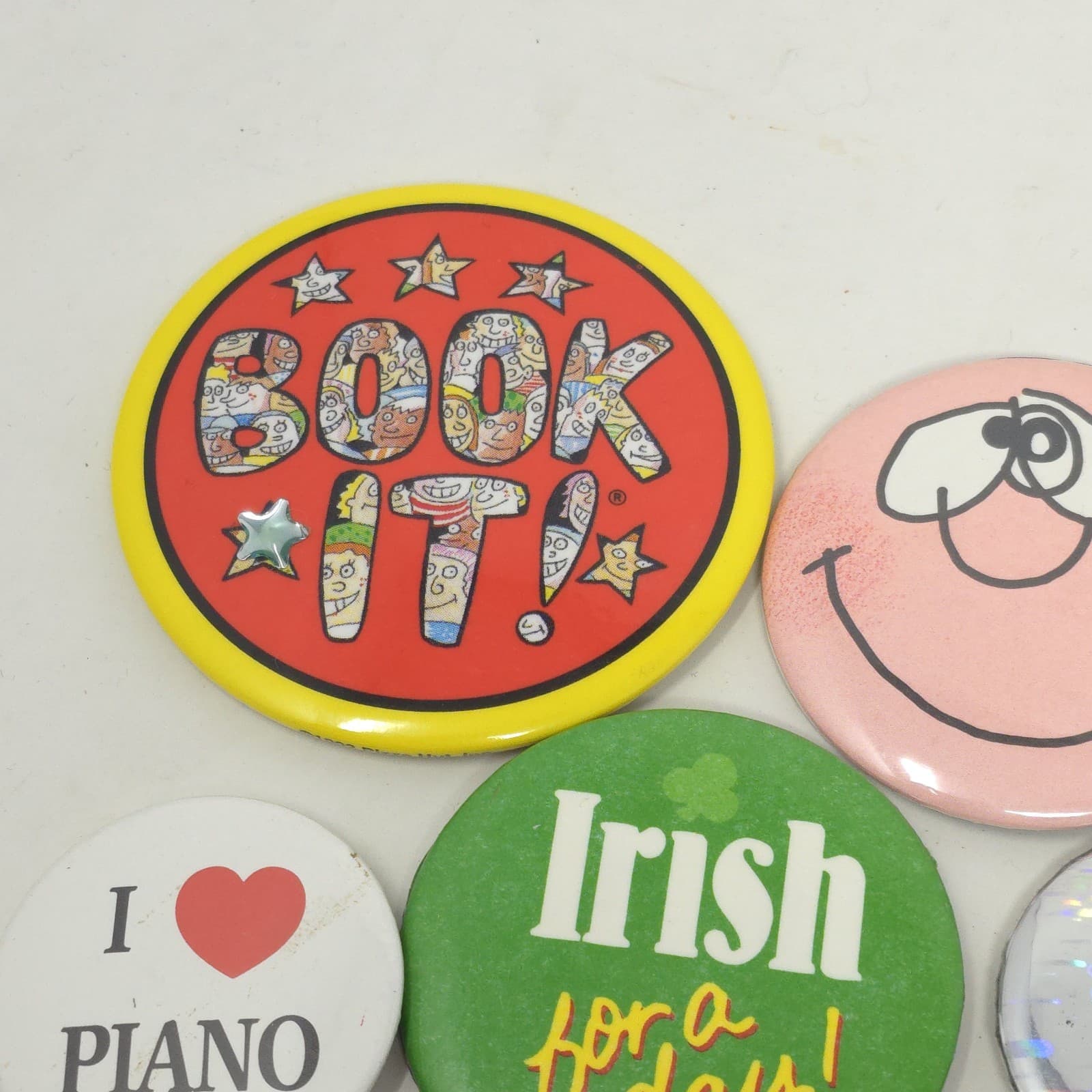 Vintage Pins Button Pin Lot of 14 Book It Crash Test Mickey Retro 80s 90s 2