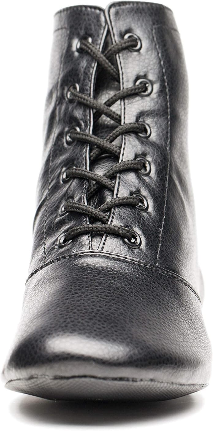 JooCare Men's Black Leather Jazz Boots Split Sole Dance Shoes(8 US, Black) 3