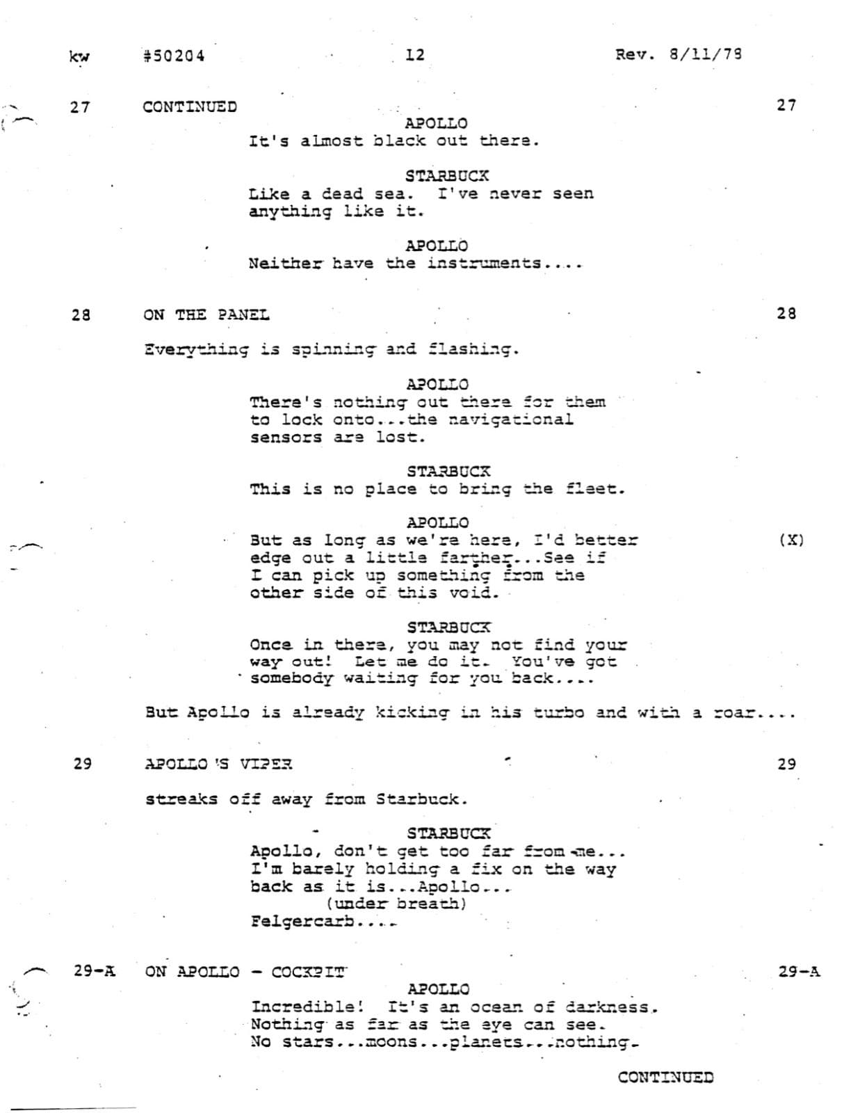 Battlestar Galactica TV Script "Lost Planet of the Gods, Part 1" (1978)- Reprint 5