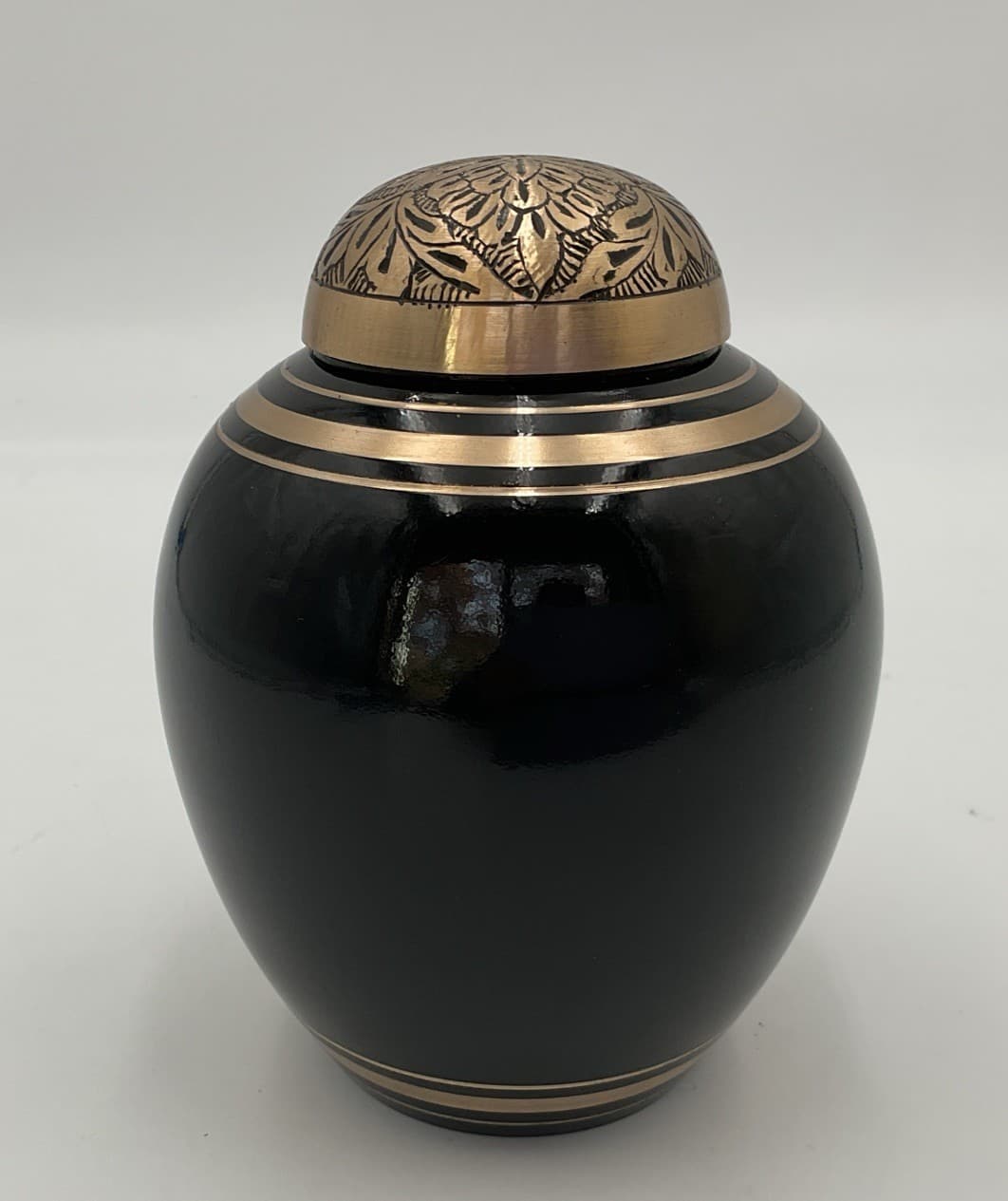 Elegant Cat Cremation Urn Shiny Enamel Over Solid Brass Hand Etched Cat Design 3