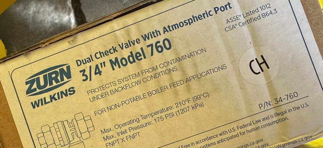 ZURN 3/4" 760 Dual Check Valve Preventer with Intermediate Atmospheric Port 2