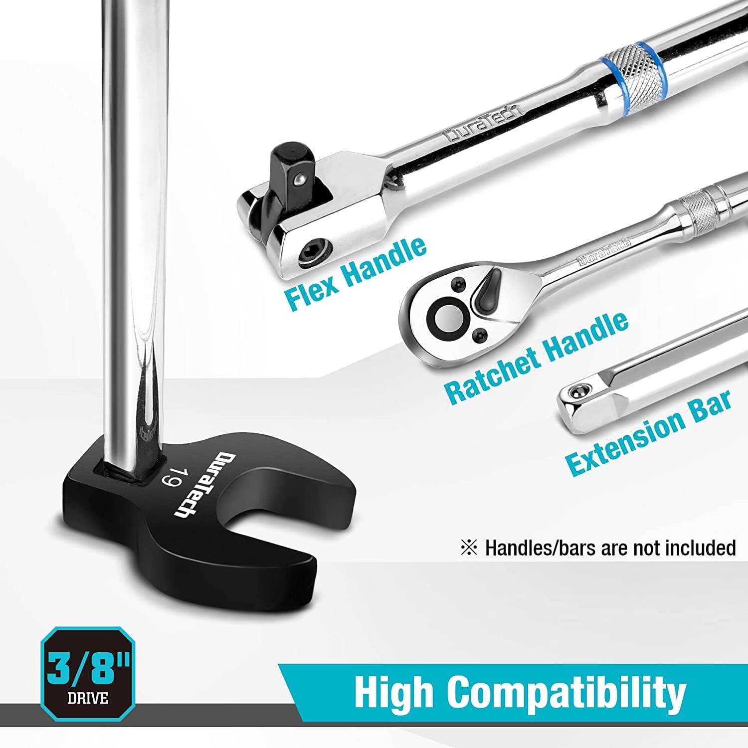 DURATECH Crows Foot Wrench Set 3/8" Drive, 10PCS CR-V Steel Large Metric 10-19mm 4