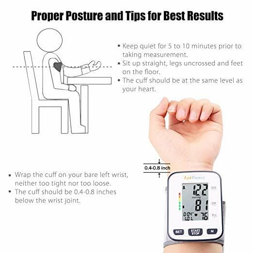 Automatic Digital Wrist Cuff Blood Pressure Monitor BP Machine Gauge Measurement 6