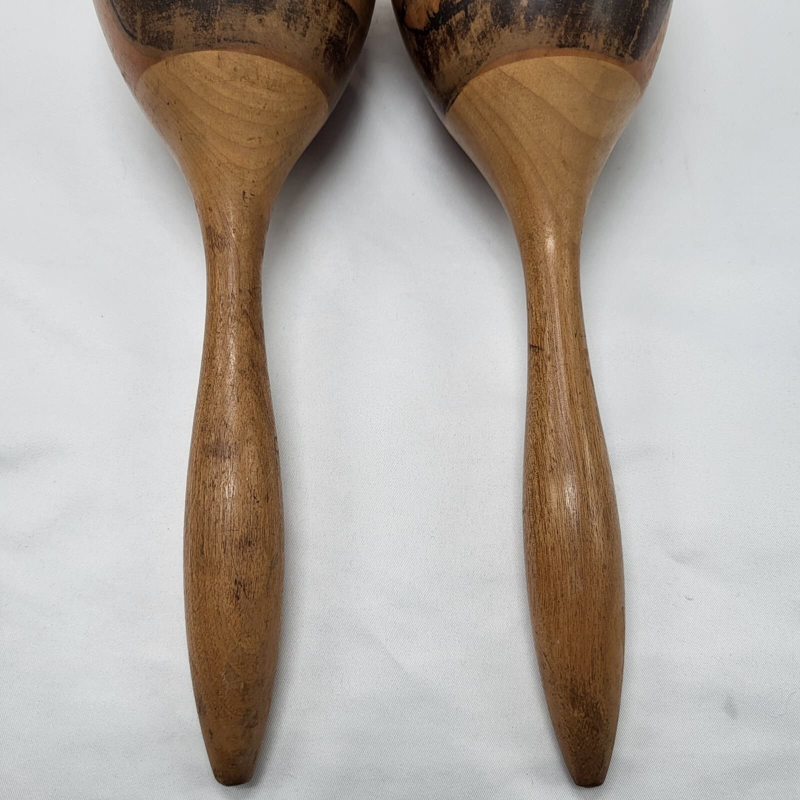 Vintage Wooden Maracas - Approx. 12" - Set Of 2 - Design Nearly Worn Off 3