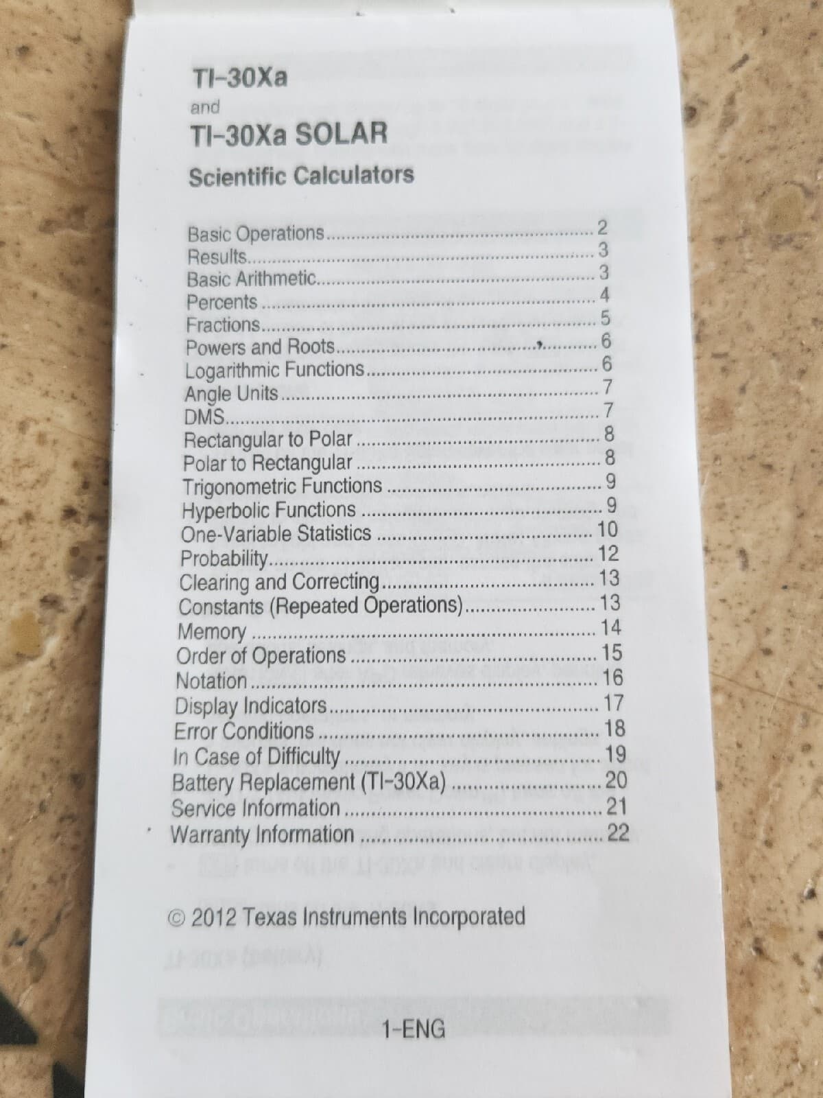  Texas Instruments TI-30Aa Instruction Booklet For Scientific Calculators 2