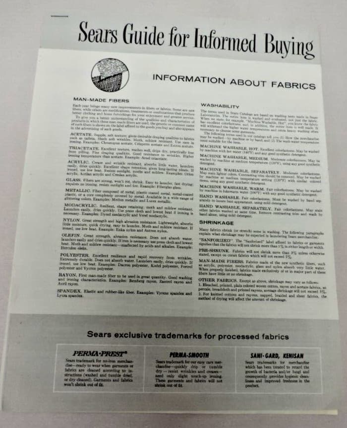 3 1970s Sewing Educational Pamphlets Lot: Fabric Information 3