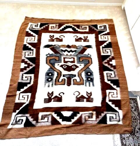 IMPORTED PERUVIAN 100% Alpaca Wool Blanekt/Wall Hanging 76"x86" 2