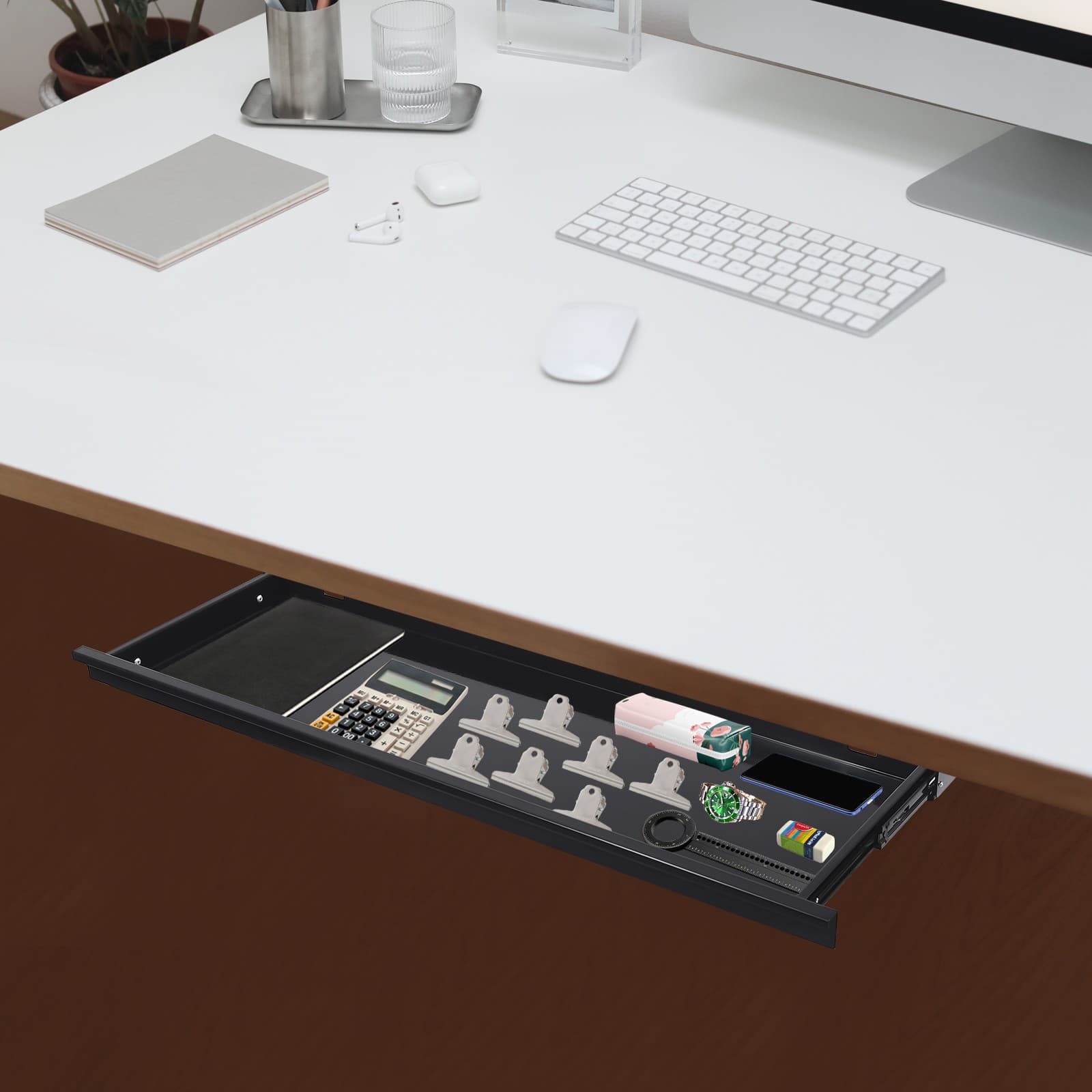 Drawer Storage Organizer, Iron Pull-out Drawer 29"Dx9.8"Wx1.4"H 2