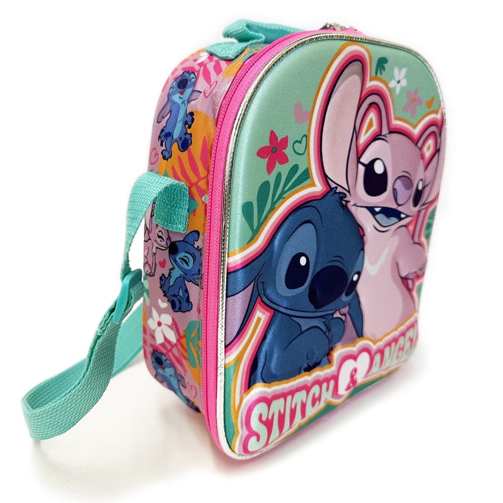 Lunch Bag - Disney - Stitch and Angel 3D Pop-Up Pink/Green 2