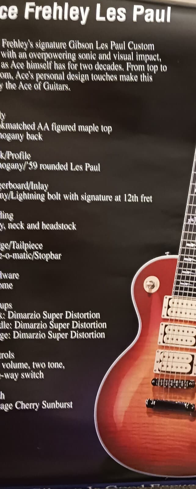 1996 Gibson Ace Frehley Les Paul Custom guitar poster 4
