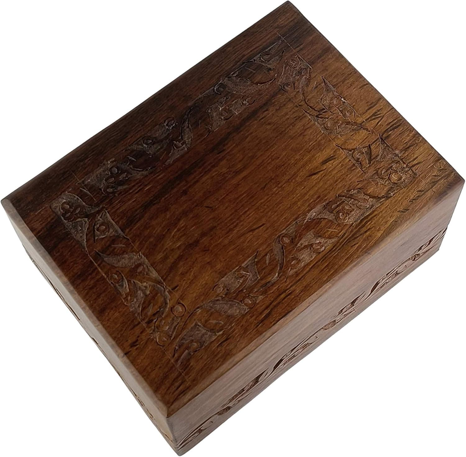 Wooden Urn Box - Urn for Human Ashes Funeral Cremation Urn with Hand Carved Desi 3