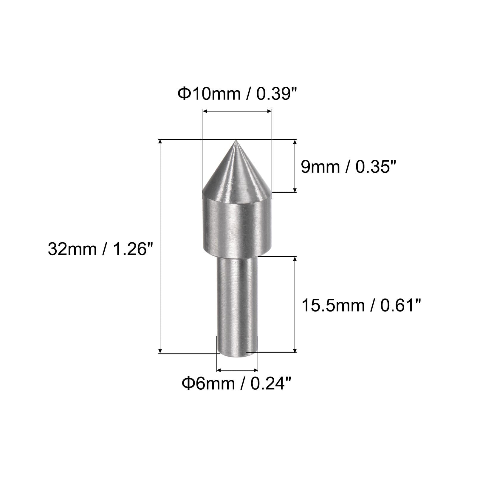 6mm Shank 10mm Dia. Plum Dead Center Ejector Pin Steel CNC Drill Chuck Cone Tip 2