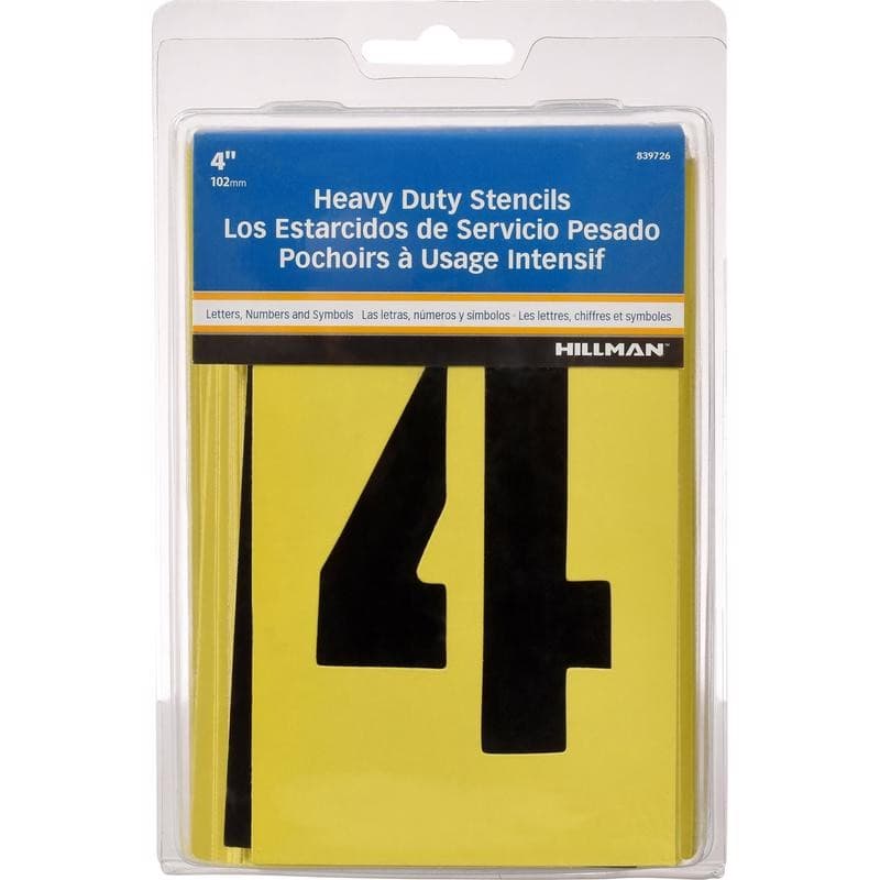 Hillman 839726 Yellow Heavy Duty Reusable Stencil Kit 4 in. (Pack of 5)
