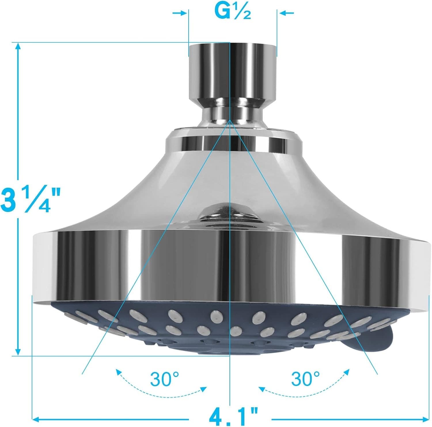 Shower Head, High Pressure Shower Heads 4.1 Inch 5 Settings Rain High Flow Fi 5