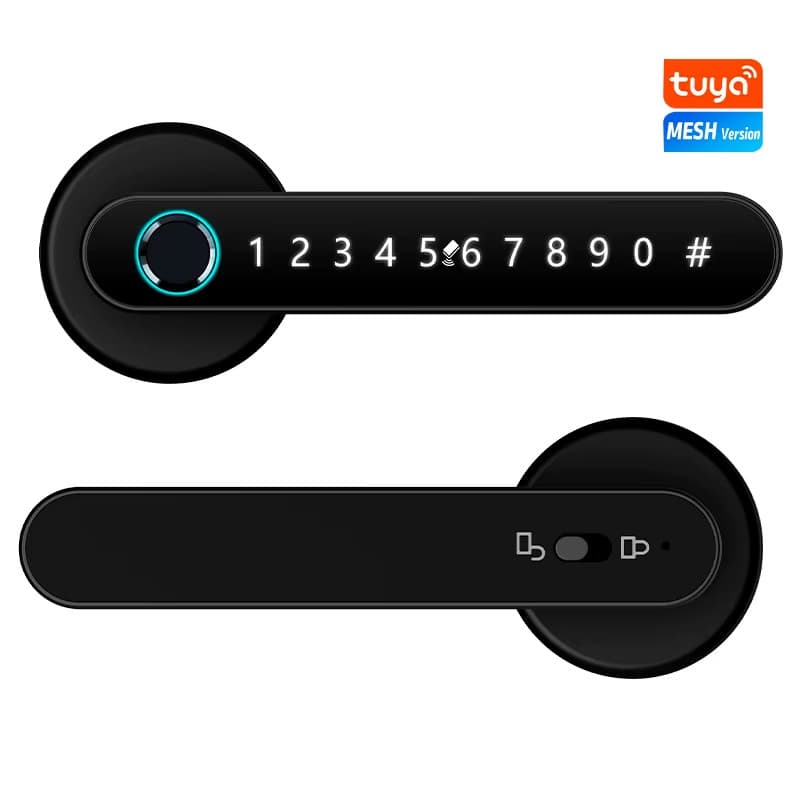 Tuya BLE Biometric Handle Smart Fingerprint Lock With IC Card Password Mechanica