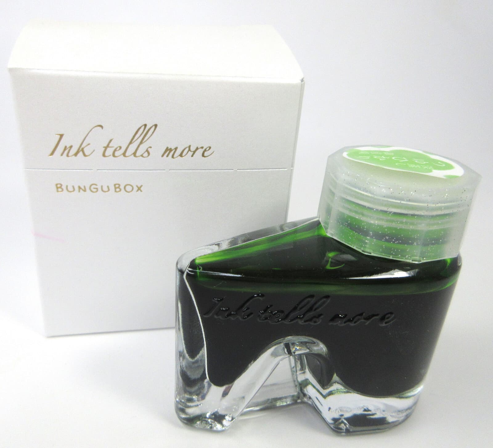Bungubox Ink Tells More 30ml - Tsuyuhikari Light Green - Glass Bottle & Box