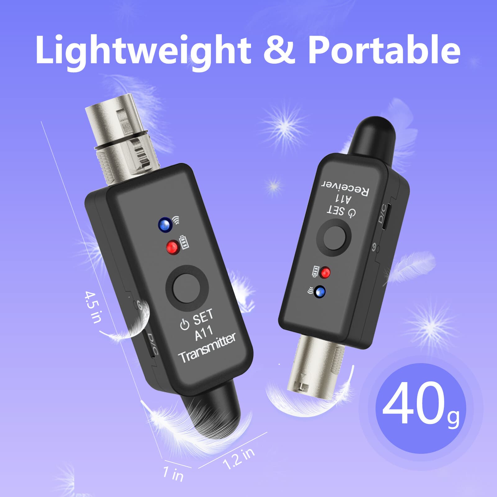 Wireless XLR Microphone System for Dynamic Microphone PA System and Audio Mixer 6