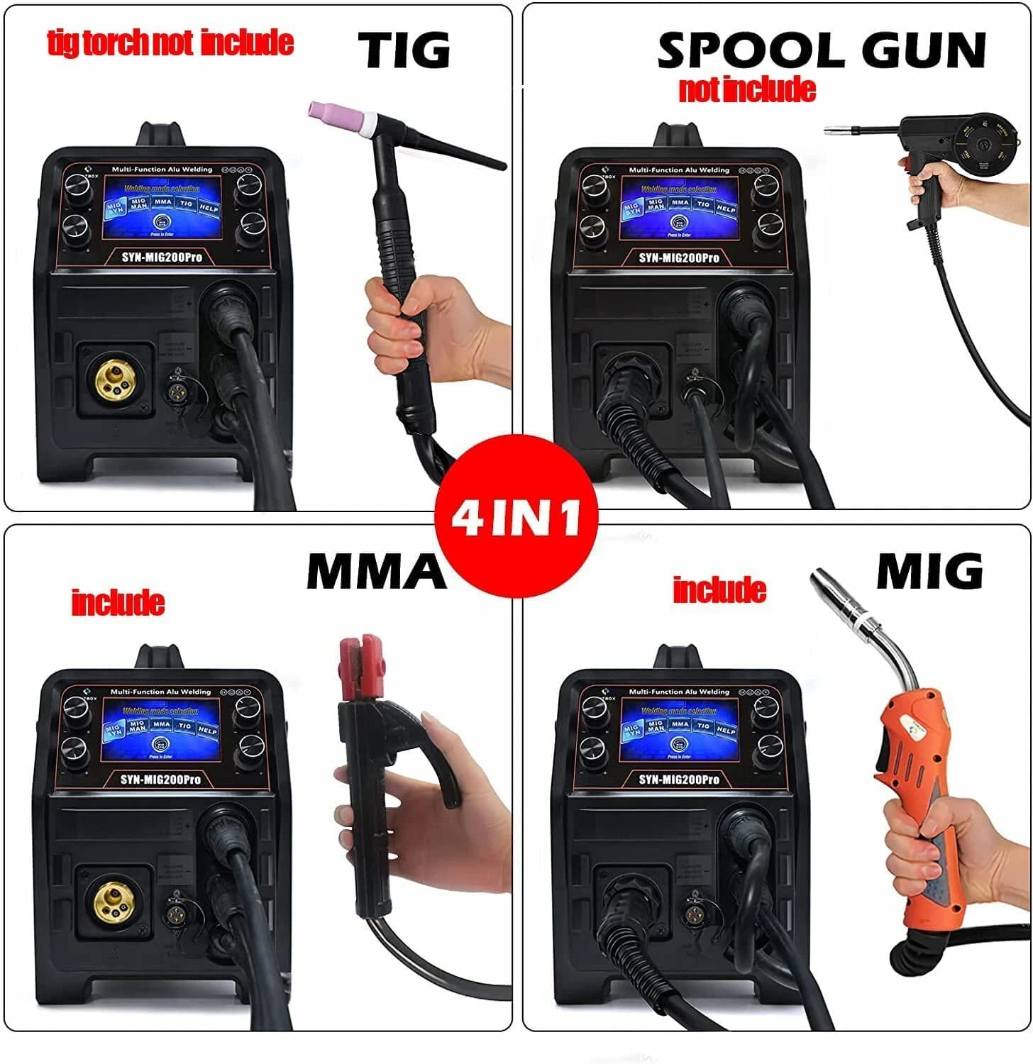 200Amp 5in1 Aluminum MIG Welder 110V 220V TIG MMA MIG Welding Machine 4