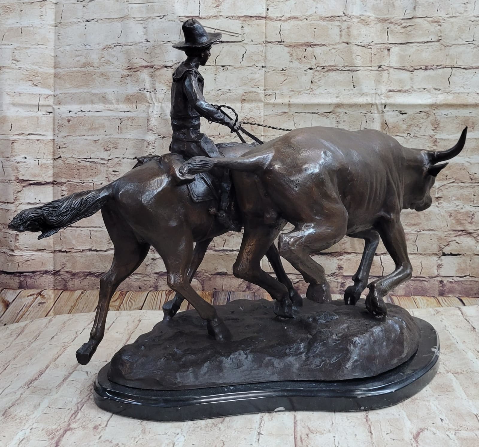 BOLTER Frederic Remington Western Bronze Statue Sculpture Cattle Drive 18" x 17" 6