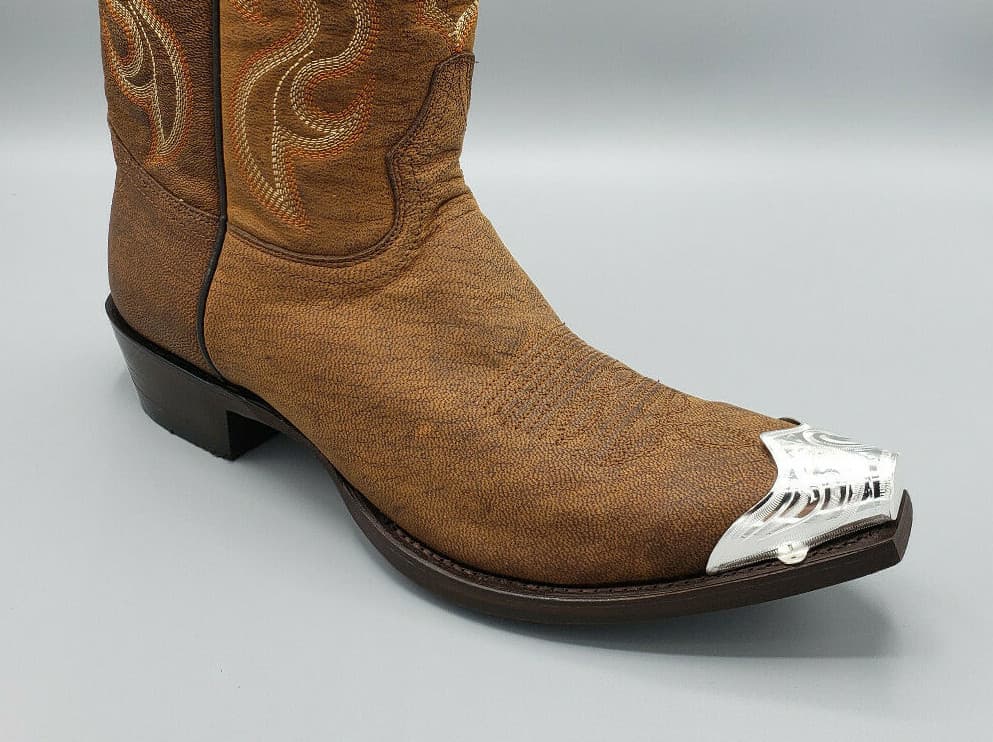 WESTERN COWBOY BOOT TIPS Pair - Silver Engraved Flat Tips 5