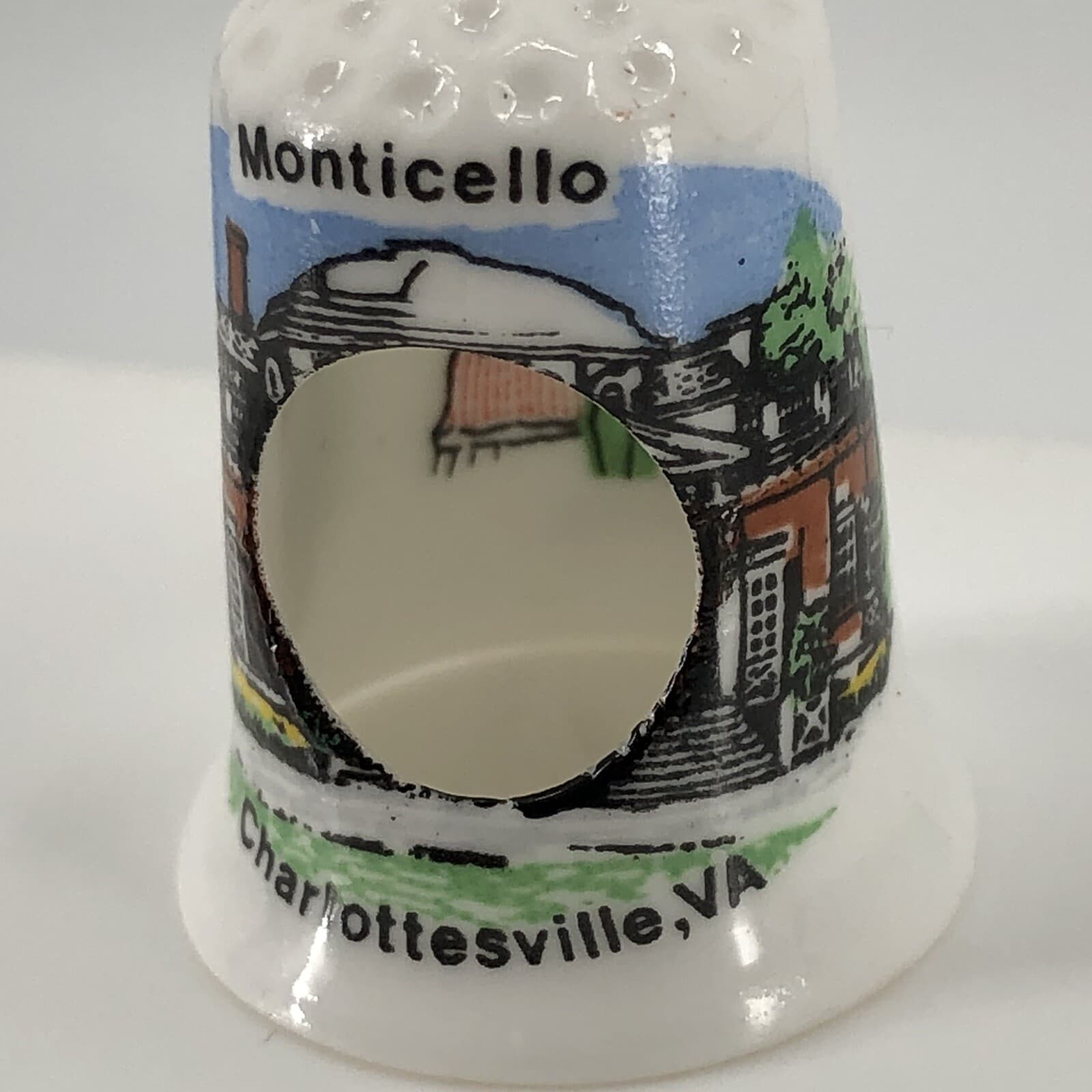 Monticello Charlottesville, VA Great Britain Bone China Thimble w/ Cut Out Peek 2