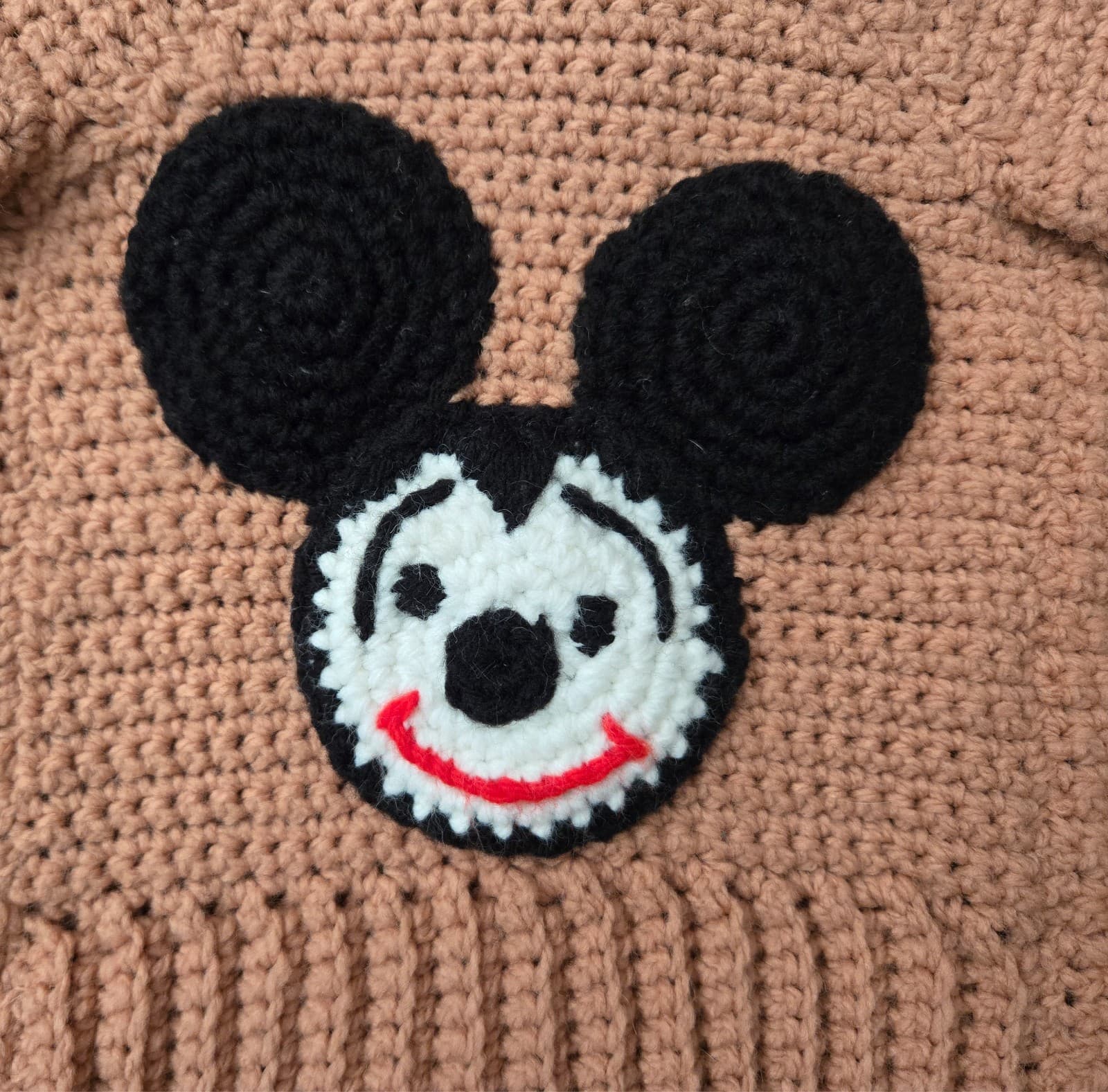Mickey Mouse Vintage 1970s Handmade Knitted Button Up Sweater Toddler Size CUTE! 2