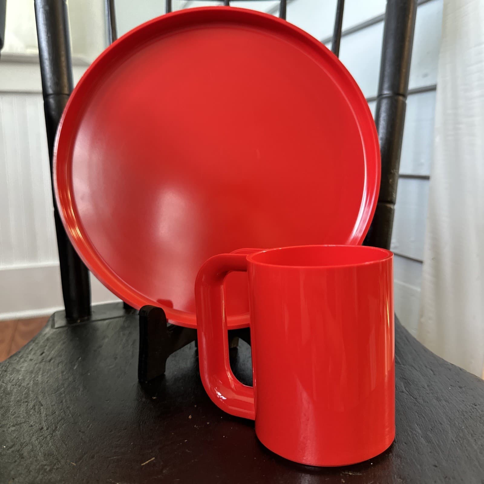 Vintage Heller Massimo Vignelli 8  Piece Rainbow Dining Set MCM Plastic EUC  6