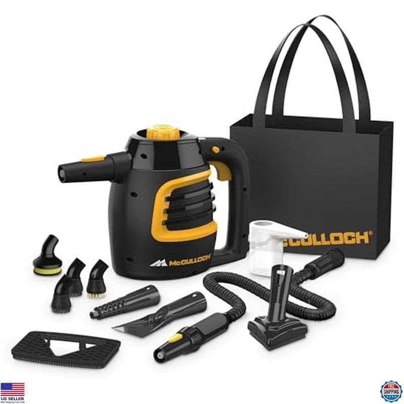 McCulloch MC1230 Handheld Steam Cleaner – 10-Minute Runtime & 11 Accessories